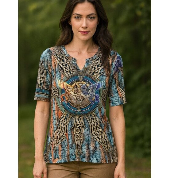 Alberto Makali Horse Embellished Top Size Large EUC - Picture 1 of 5